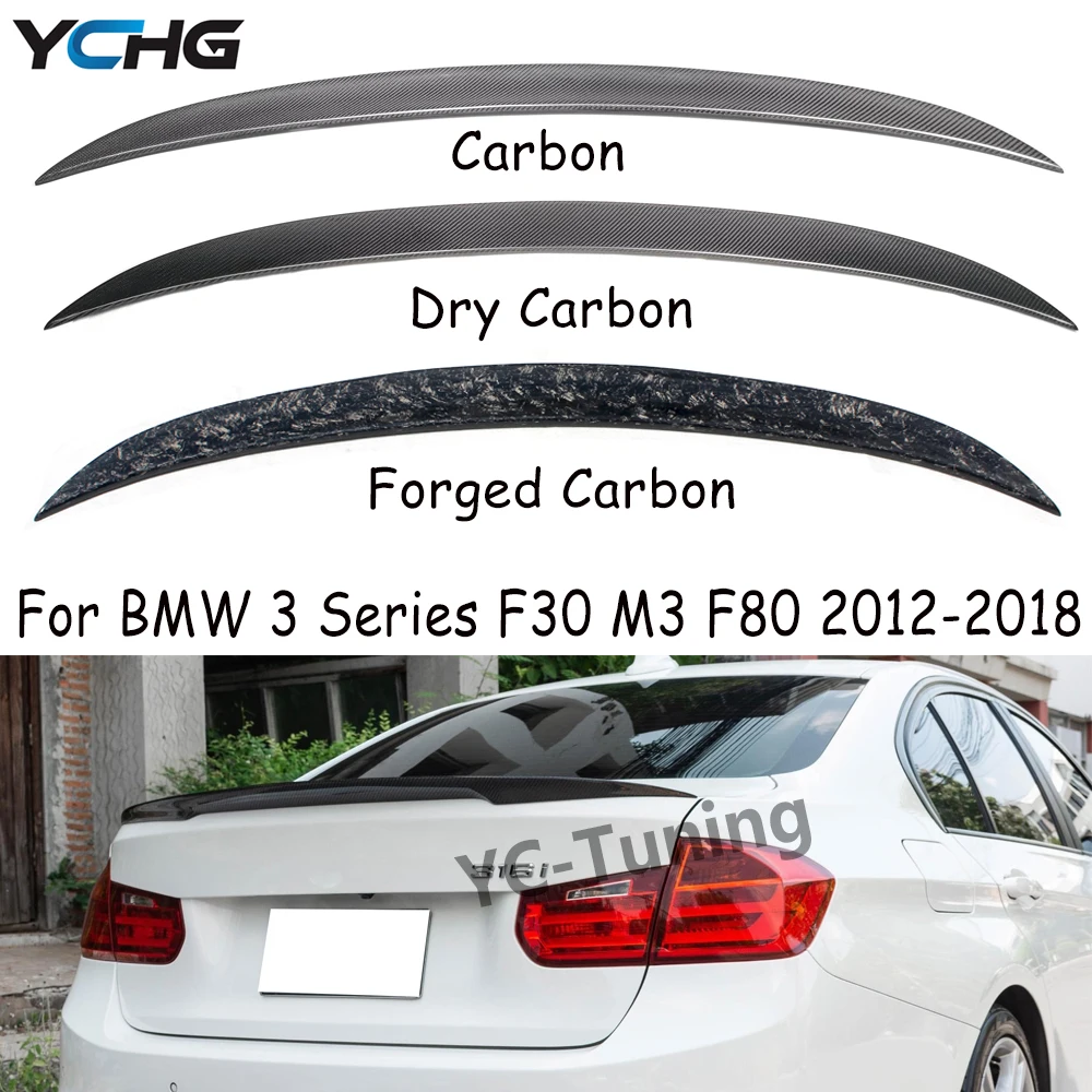 F30 P Style Dry Carbon Fiber Rear Boot Trunk Spoiler For BMW 3 series F30 M3 F80 320i 328i 335i Forged Carbon Spoiler 2012-2018