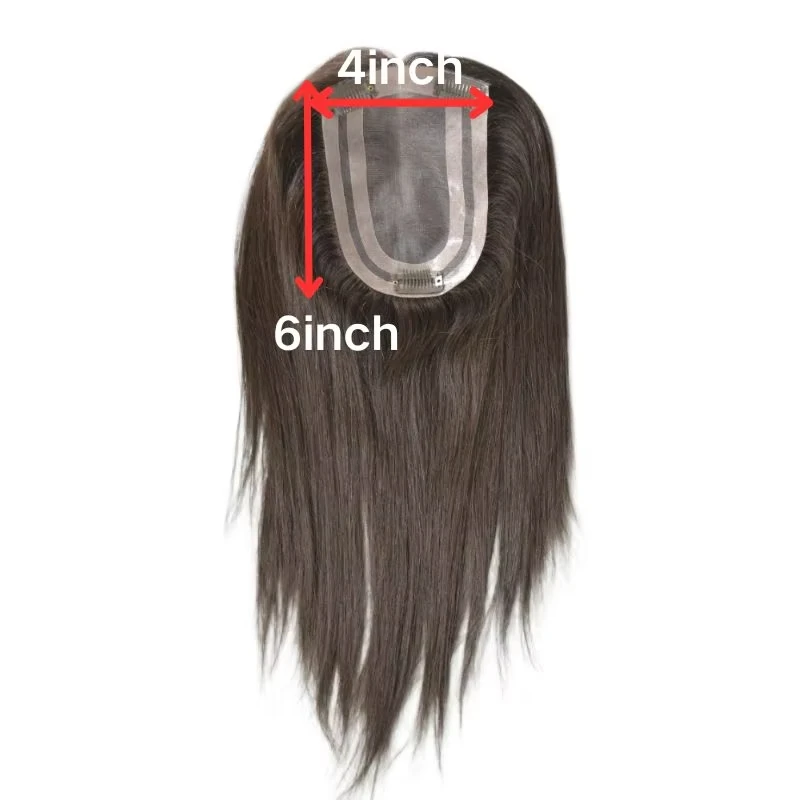 Herren-V-Loop-Echthaar, unsichtbarer Frontal, dünne hellbeige Fransen zum Erkernen des Haaransatzes – glattes Haar, Business-Stil