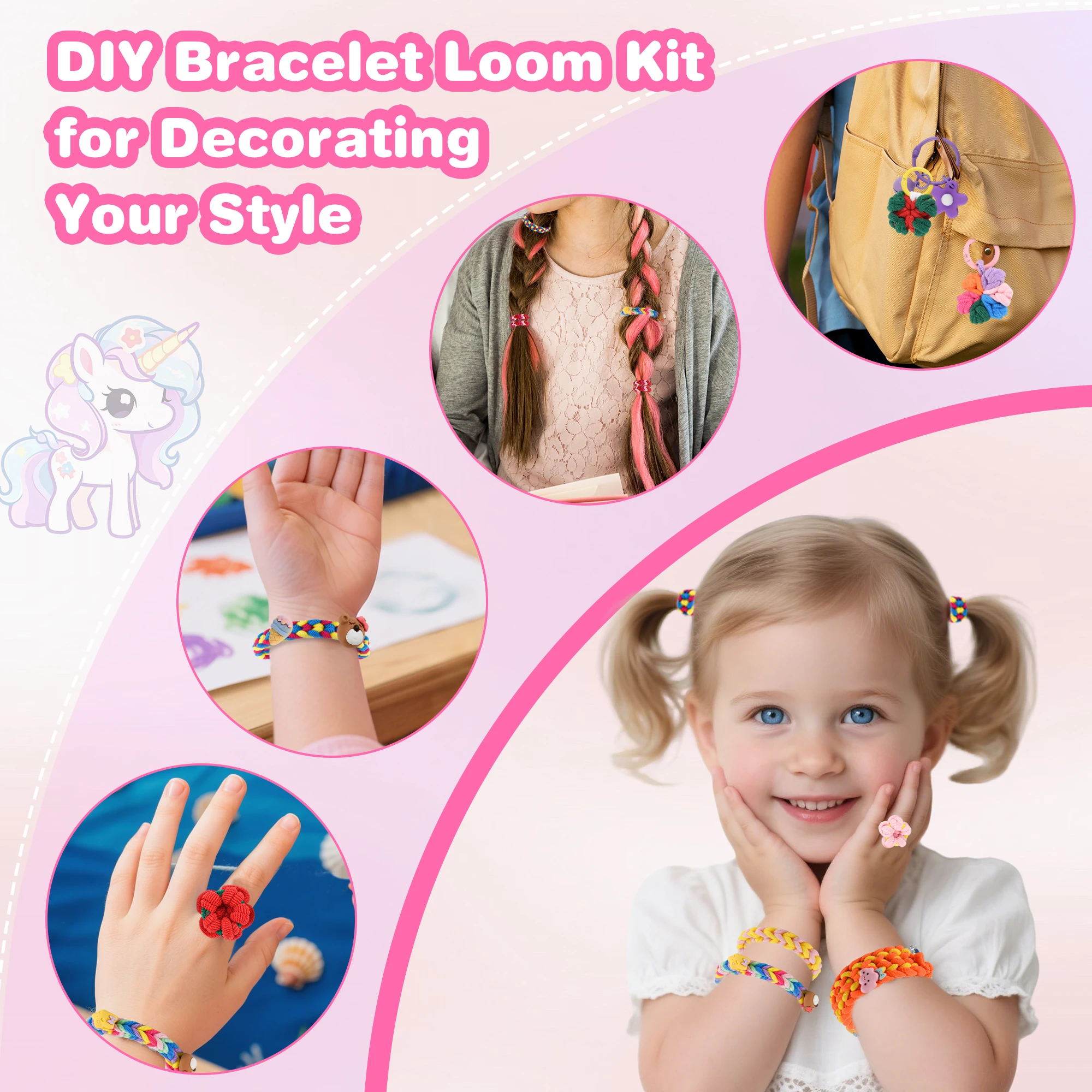 Kit de fabrication de bracelets pour filles de 8 à 1,1200 + Kit de métier à tisser d'amitié avec bande de caoutchouc pour enfants, jouets de bricolage, ensemble de bricolage créatif