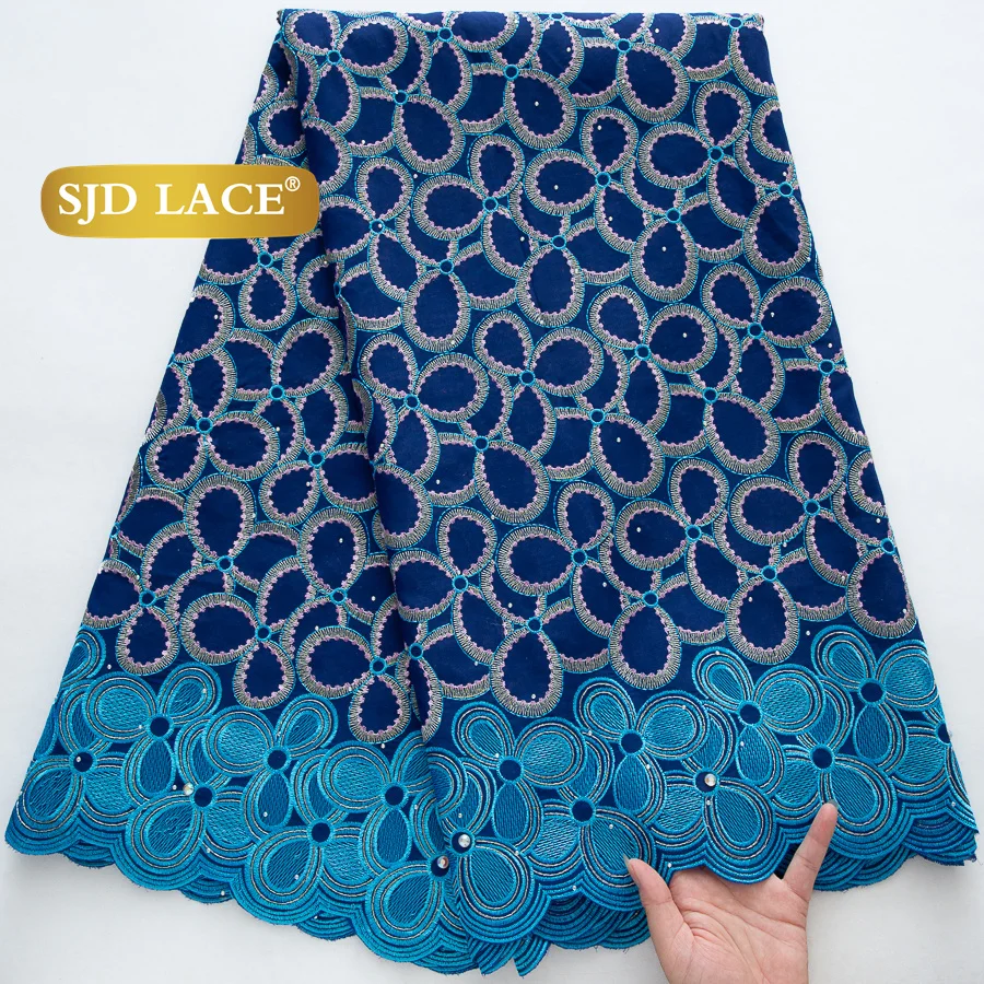 SJD الدانتيل السويسري الفوال نسيج القطن الأفريقي الدانتيل 2025 جودة عالية 5 ياردة النيجيري القطن الدانتيل للخياطة النساء فستان الحفلات 4460