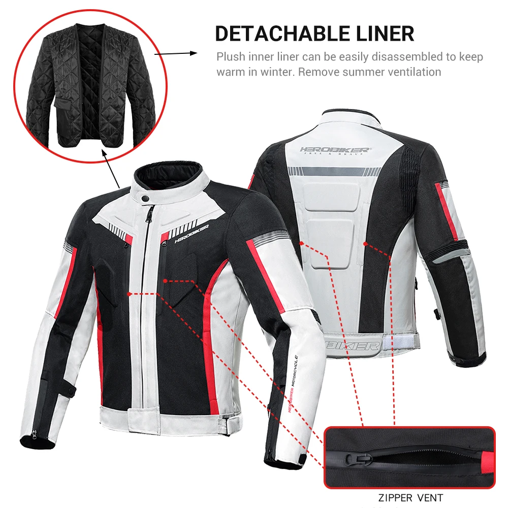 HEROBIKER-Chaqueta impermeable para motocicleta, chaqueta de carreras para hombre, pantalones de motocicleta usables, ropa de Moto con protección EVA