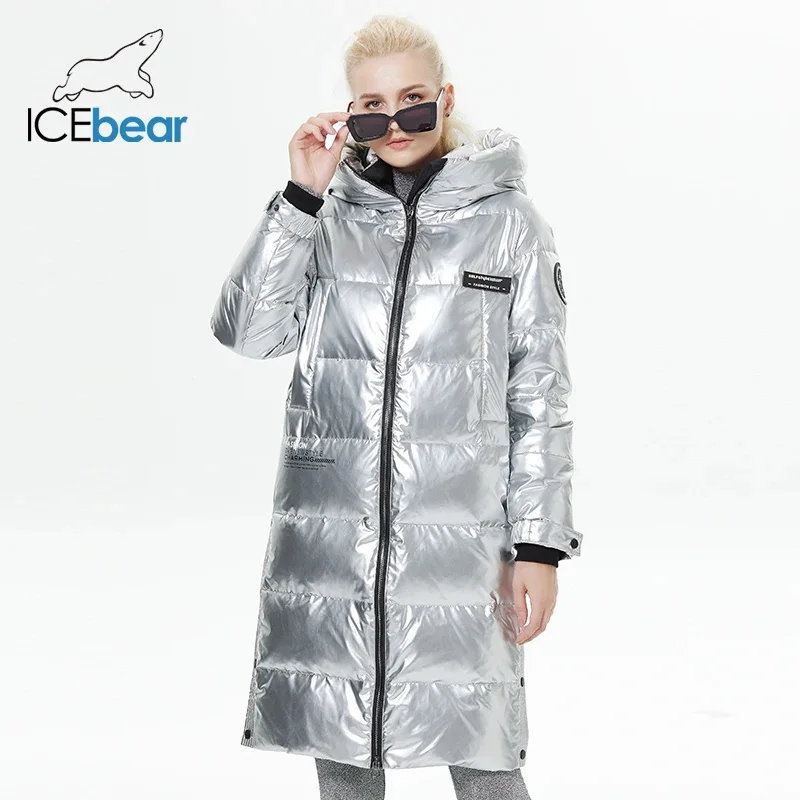 ICEbear-Lengthened Down Jacket for Women, Casual and Slim, Long Brand, Ladies Parkas, GWY22527D, New for Winter, 2023