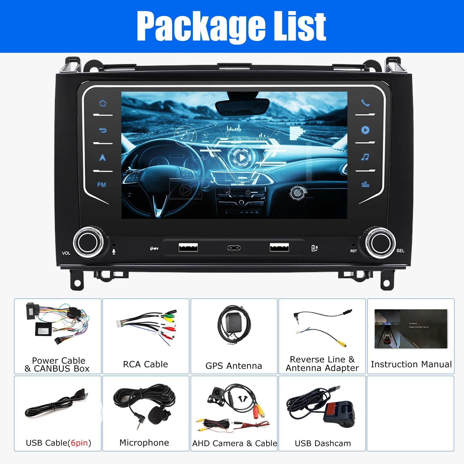 ESSGOO 7 inch Android 15 4+64GB autoradio GPS navigatie WiFi voor Benz B-Klasse W639 W169 W245 Vito FM BT USB SWC Mirror Link