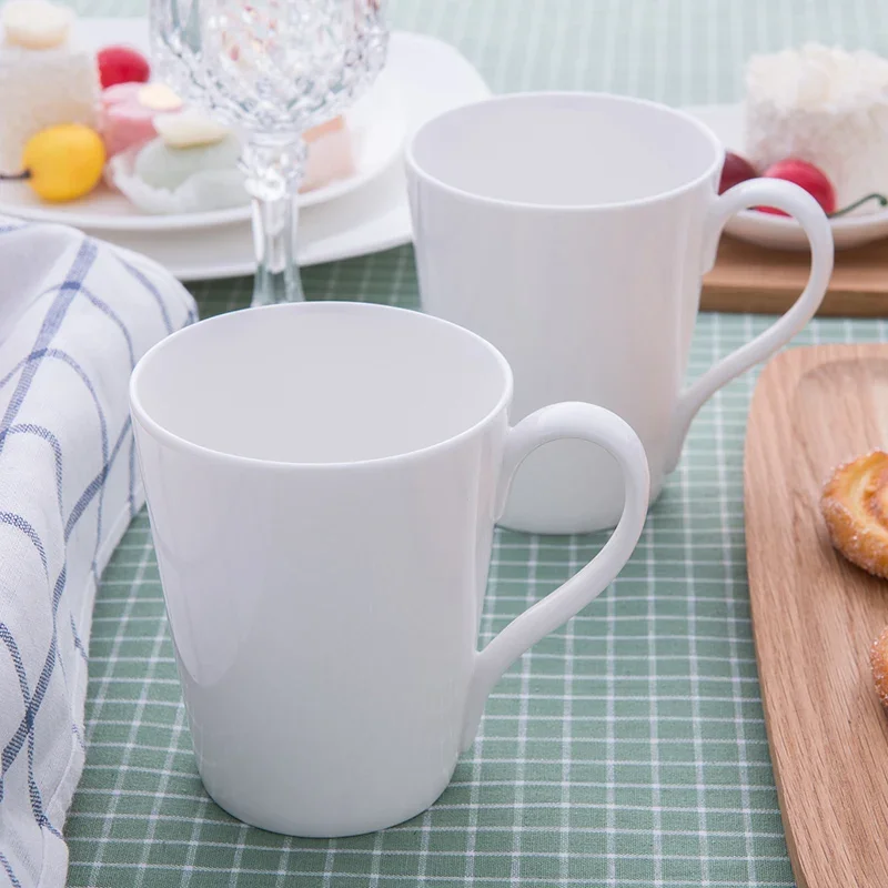 

450ML, Pure White Bone China English Tea Cups, Ceramic Cup Coffee, Enamel Cup, Porcelain Custom Mug, Taza Cafe Tumblers