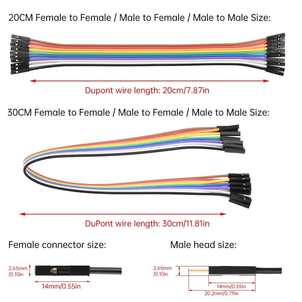 10PIN سلك دوبونت من النحاس النقي ذكر إلى ذكر، أنثى إلى ذكر، أنثى إلى أنثى، 2.54 سلك توصيل طرفي 28 كابل لوحة ذهبية أساسية