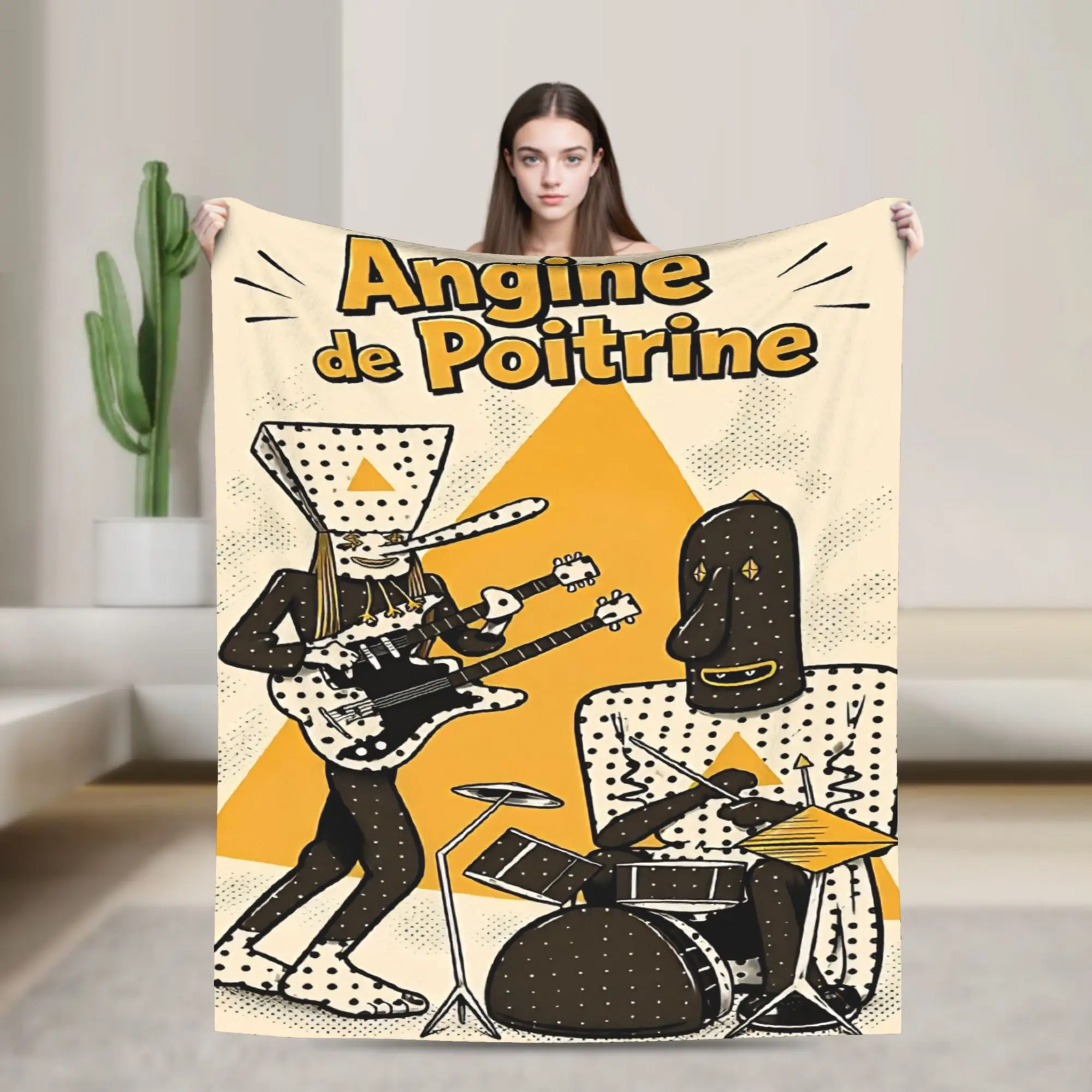 Angine De Poitrine Music  Blanket Quality Super Soft  Throw Blanket Spring Airplane Travel Bedroom Graphic Bedspread