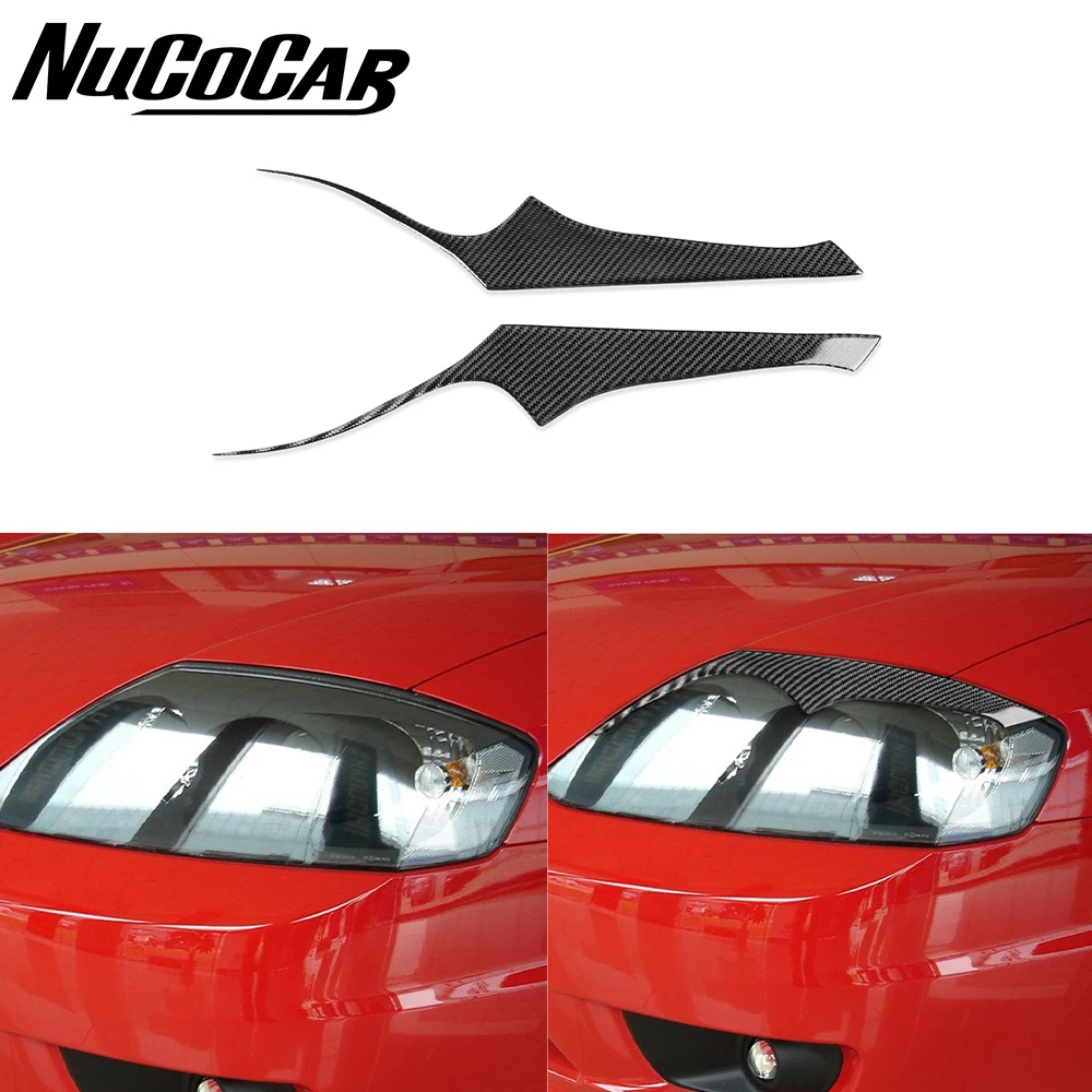 2Pcs Real Carbon Fiber Car Front Headlight Eyelid Headlamp Eyebrow Strip Trim For Hyundai Rohens Coupe 2003 2004 2005 2006