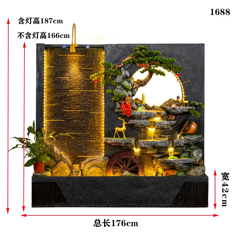 Water curtain wall rockery flowing water screen living room landscape circulating water garden arrangement ornament