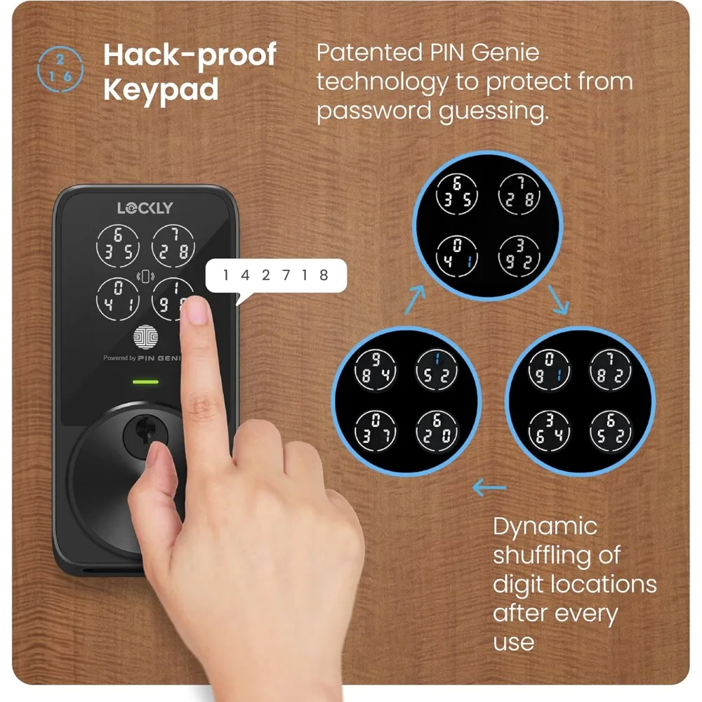 PIN Genie Pro Zeno Series Smart Lock, Keyless Entry Door Lock with Apple Home Key, Built-in Wi-Fi Keypad Deadbolt Locks for Fro