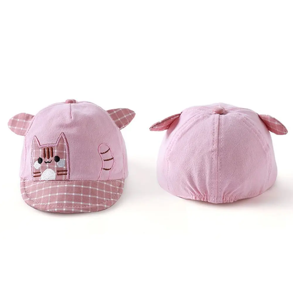 Children Cartoon Cat Pattern Soft Cotton Baseball Cap Cute Boys Grils Hats For Kids 6-36 Month