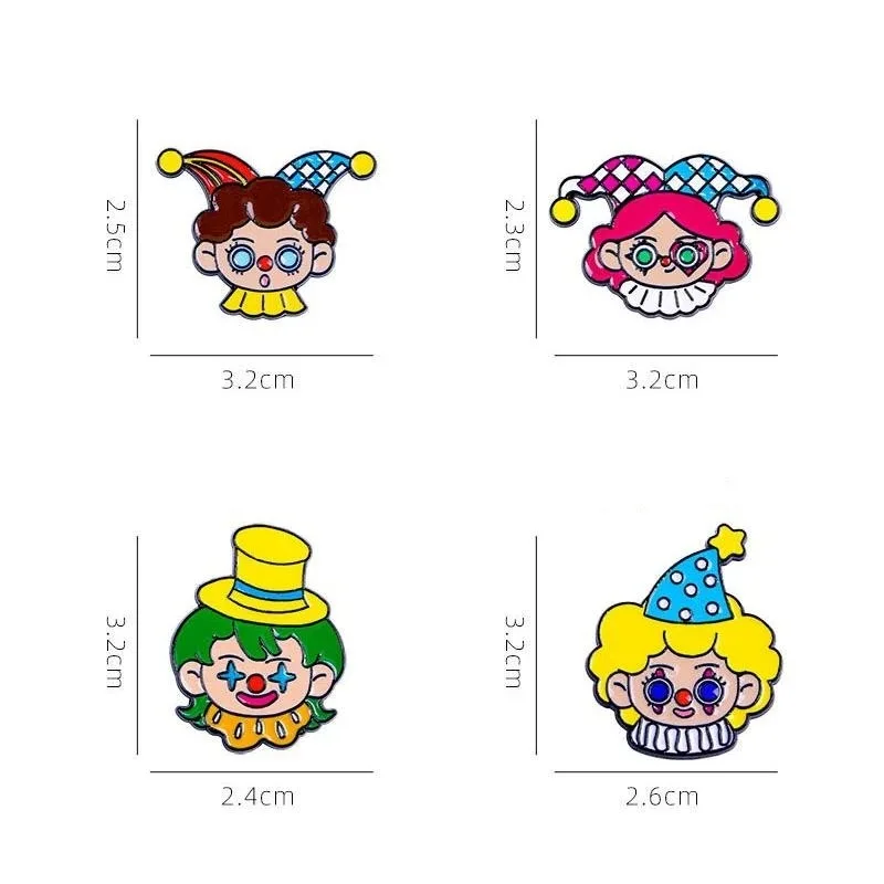 Cute Cartoon Clown Enamel Brooch Creative Funny Children Lapel Pin Badge Backpack Clothing Hat Accessories