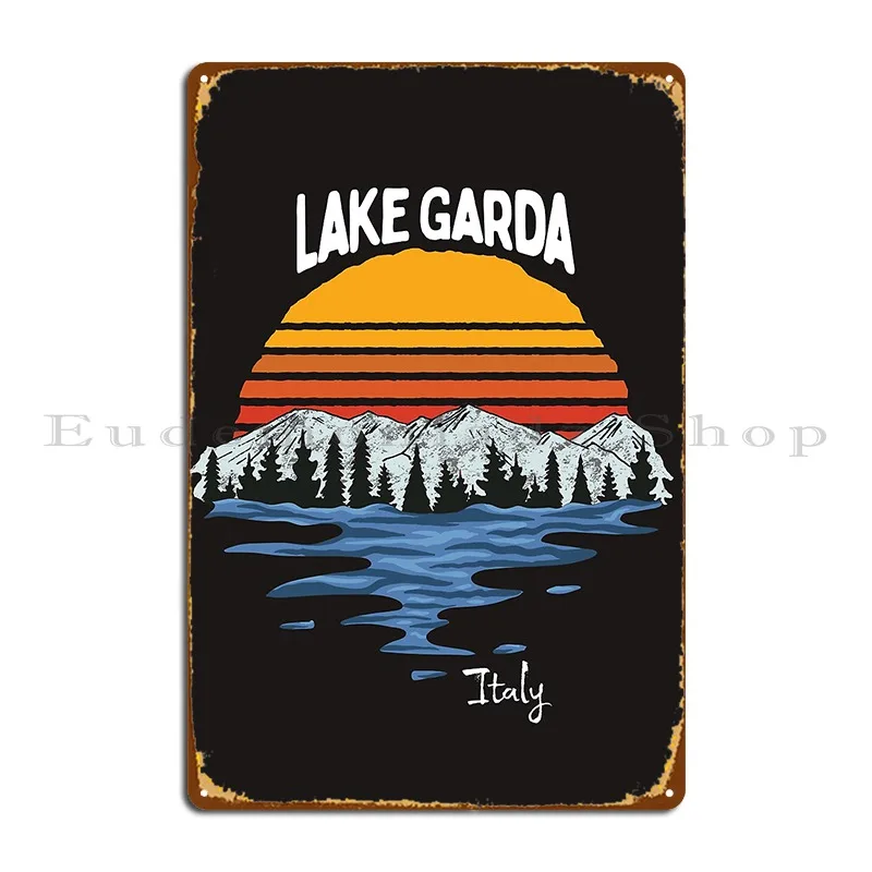 Lake Garda Italy Vintage Souvenir Metal Sign Wall Decor Funny Printed Club Pub Mural Tin Sign Poster