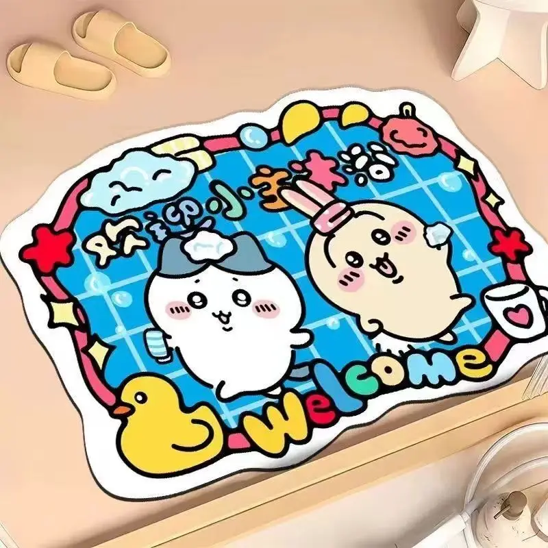 Cartoon Chiikawa Anime Foot Mat Bathroom Soft Diatom Mud Floor Mat Non-Slip Water Absorbent Quick-Drying Foot Mat Kitchen Carpet