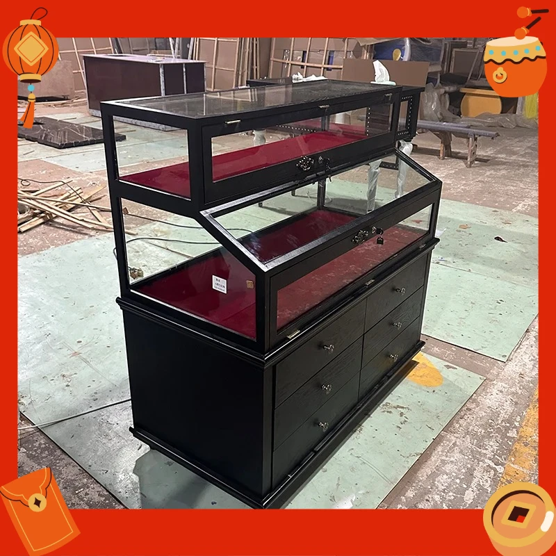 A  Medieval jade antique display case Zhongdao cabinet museum glass display case