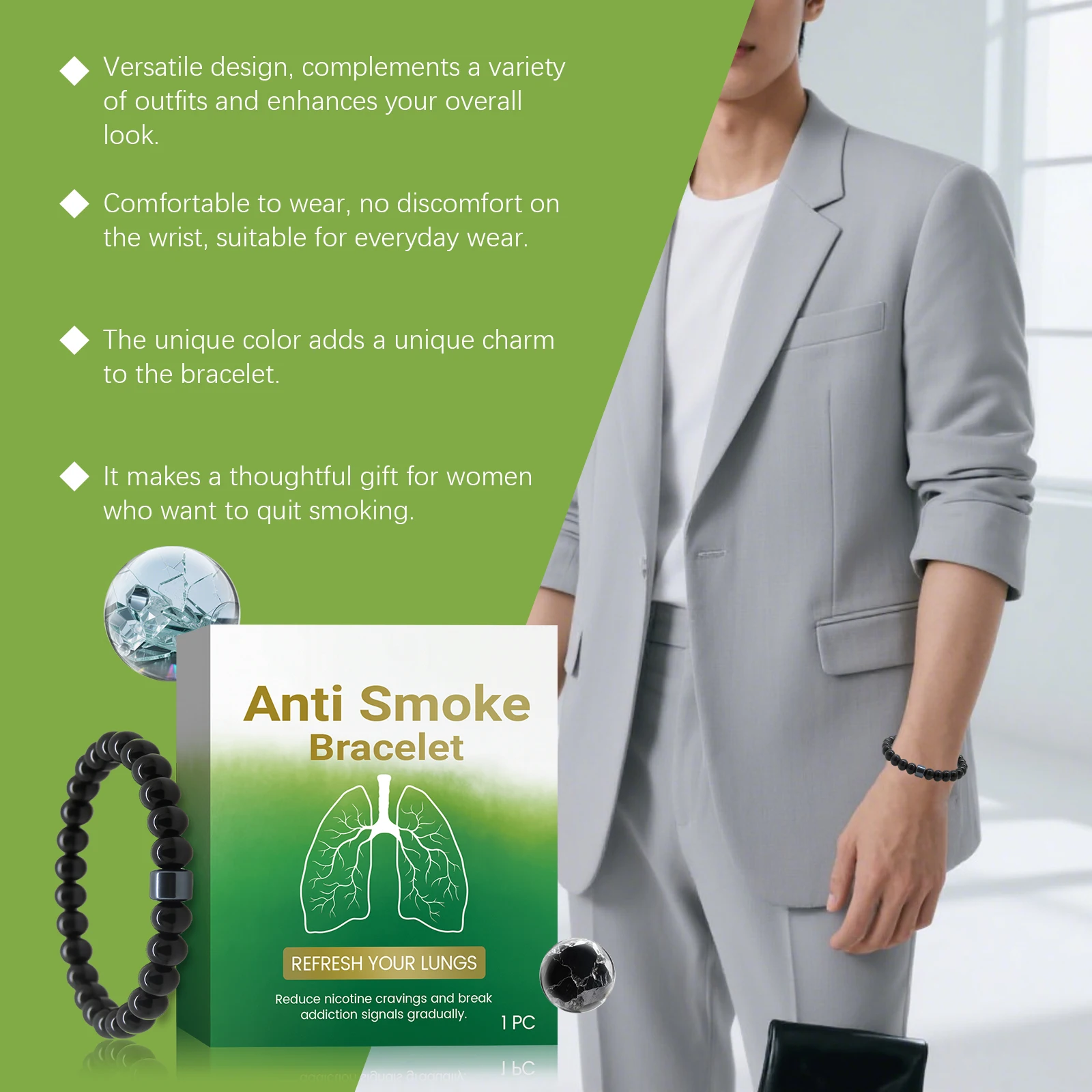 مكافحة وقف التدخين المغناطيس الذراع الفرقة يساعد على الإقلاع عن التدخين بسهولة على تقليل إدمان السجائر الإغاثة الإجهاد مكافحة التدخين الإقلاع المعونة