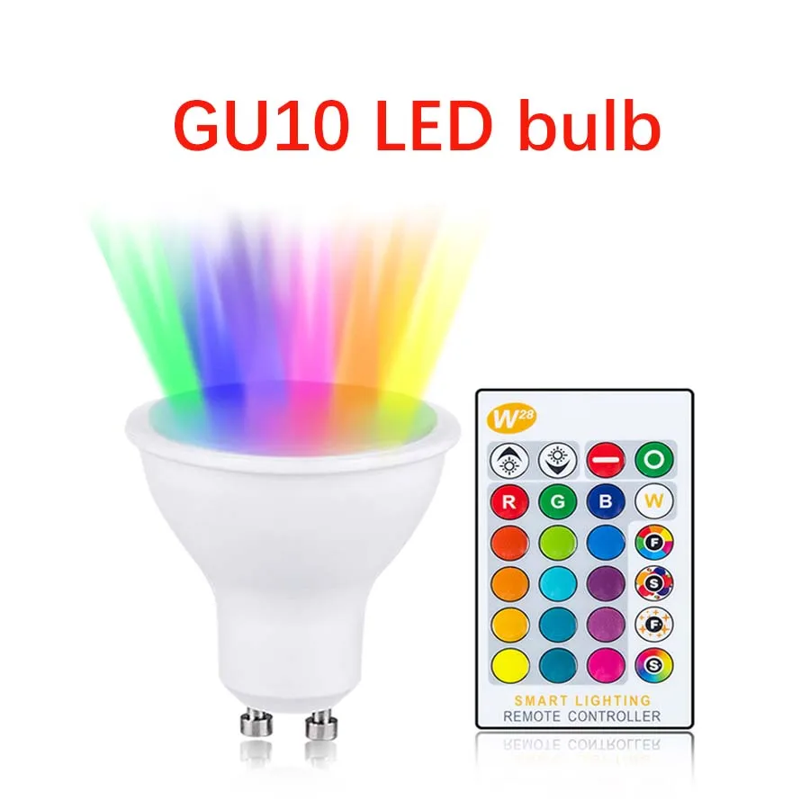 หลอดไฟ LED GU10 10W 85-265V 16สี RGBW rgbww หลอดไฟ LED หรี่แสงได้รีโมทคอนโทรลตกแต่งเทศกาลปาร์ตี้ในบ้าน