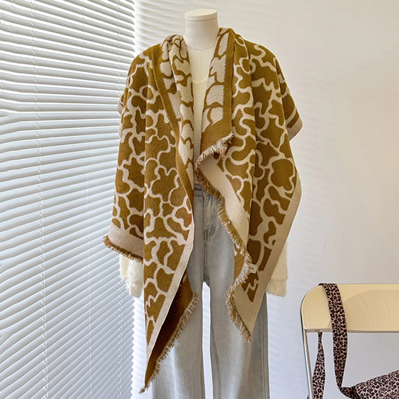 2025 New Design Women's Winter Cashmere Scarf - Elegant Warm Leopard Print Pashmina Shawl, Poncho & Bufanda image 4