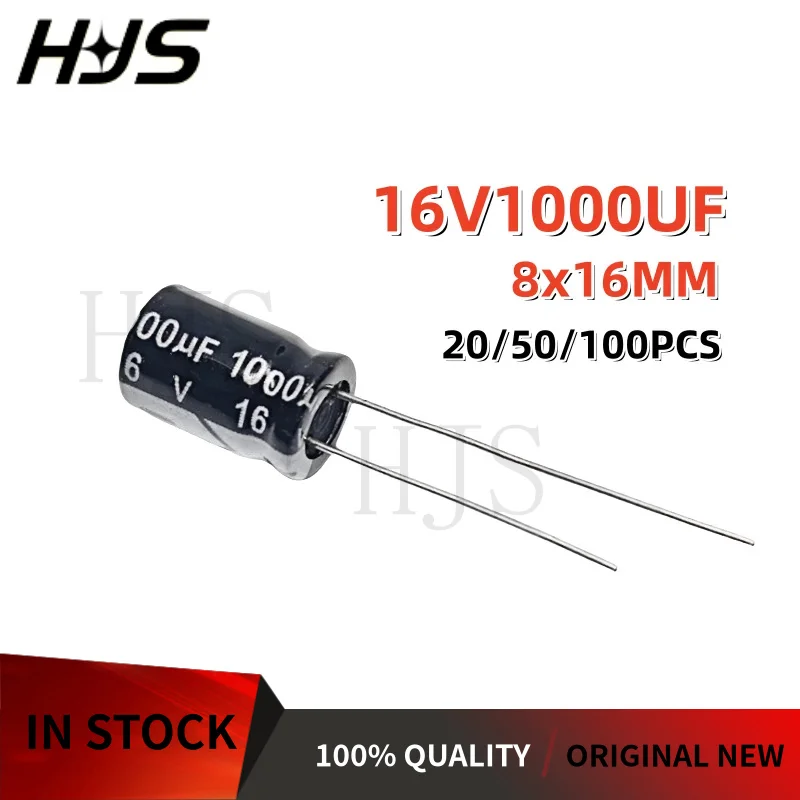

20-100PCS 16V1000UF 8x16MM 16v 1000uf 8*16mm Electrolytic capacitor Brand New In Stock