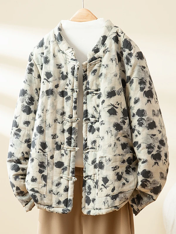 معطف شتوي من القطن والكتان Hanfu للنساء بتصميم عتيق طويل Sve ملابس خارجية مستديرة Ne ملابس صينية تقليدية #2