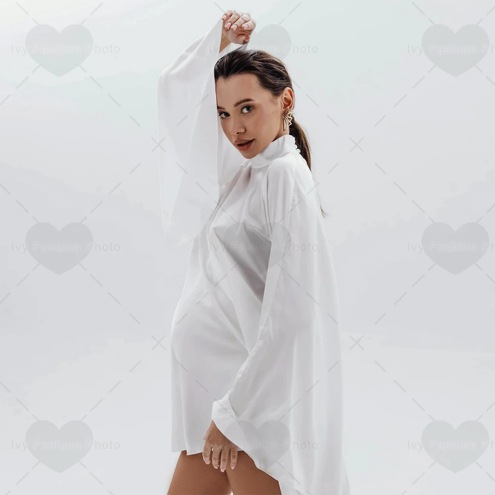 Maternity Photography Props Dress Flowing and Soft Flare Sleeves Open Back Sexy Fashion Mini Dress Baby Showers Dresses