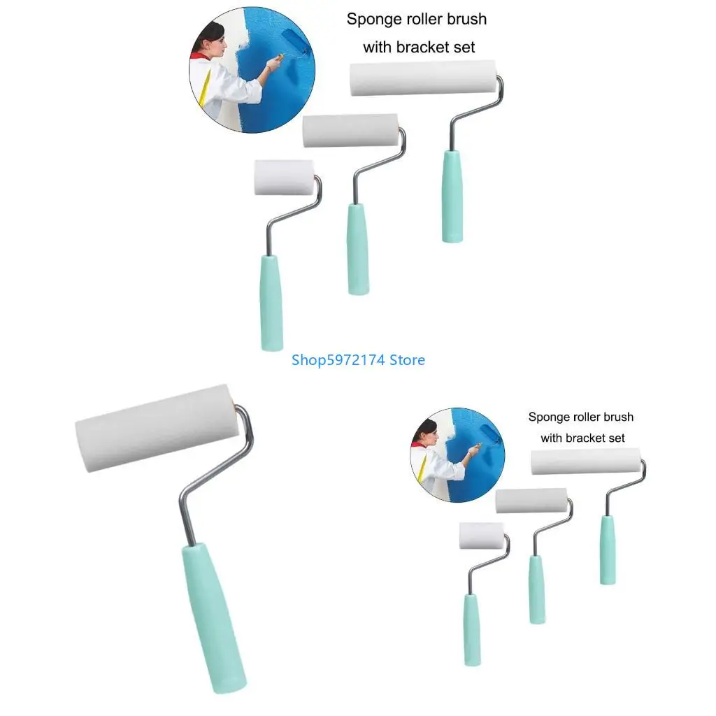 

Y3NB Sponge Roller Brush Pack 10 Brushes Ergonomic Thumb Support Household Cleaning