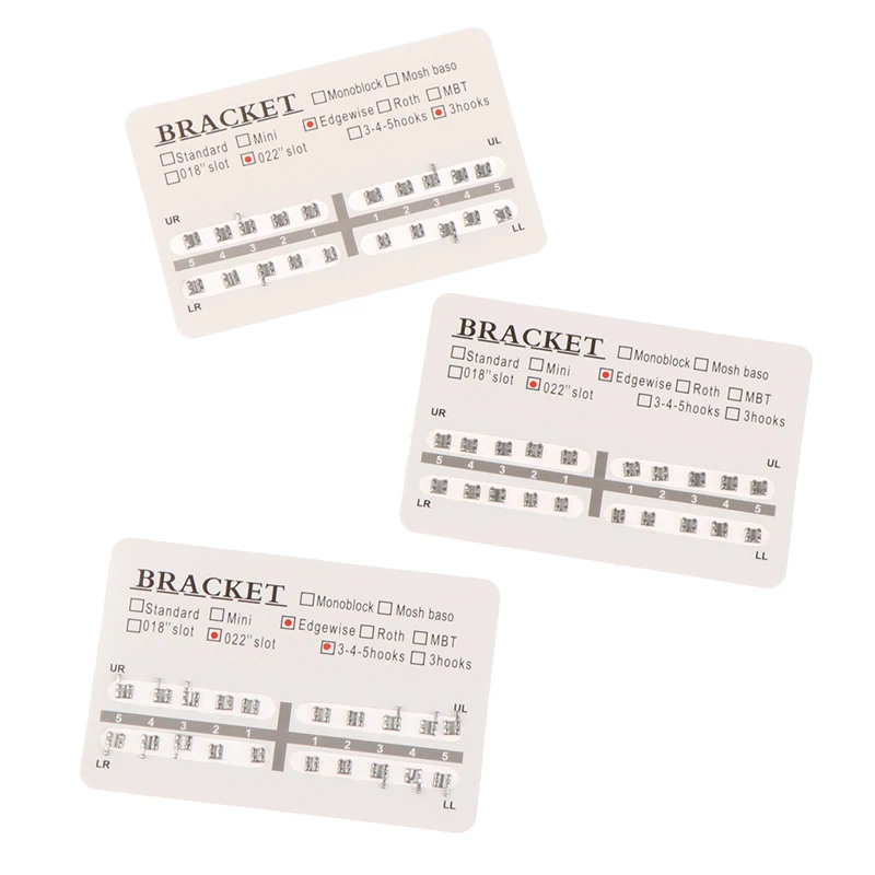 20 unids/set Dental ortodoncia Mini soporte de Metal Edgewise 3 con gancho 3 4 5 con ganchos/sin gancho