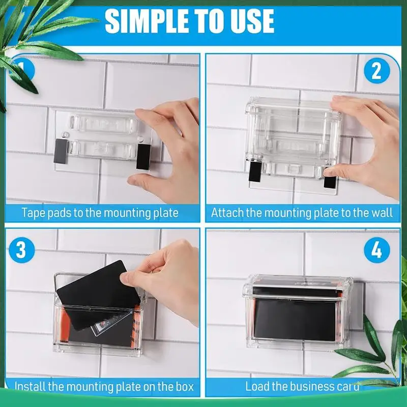 

(NEW) Business Card Holder Wall Mount Clear Wall Mount Acrylic Business Card Box For Office Store Trucks Wall Outdoor