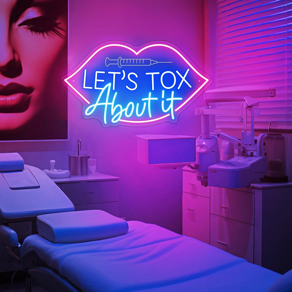 Let's Tox About It Neon Sign Custom Botox Business Neon Sign Injector Spa Studio Decor Botox Art Led Neon Light Beauty Spa Signs