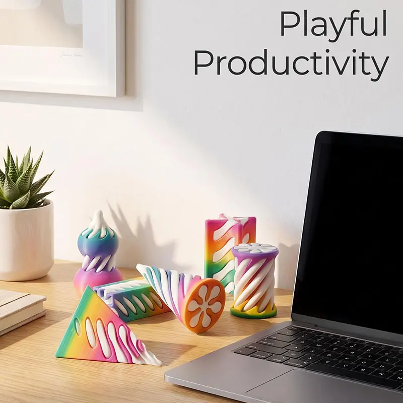 6 Pack 3D Printed Spiral Cone Fidget Toy Impossible Penetrating Pyramid Screw Puzzle Stress Relief Desk Toy for Adults