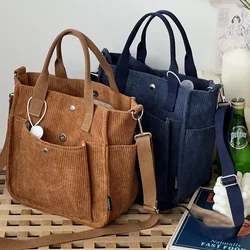 Borsa a tracolla da donna grande in velluto a coste Borsa tote da donna in tela Borsa alla moda Borse a tracolla Borsa shopper a tracolla per studenti Casual