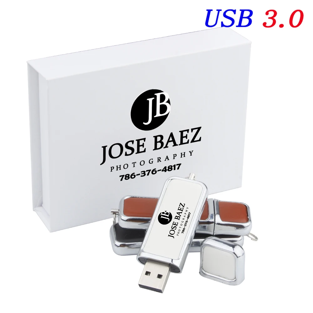 JASTER Высокоскоростной кожаный флэш-накопитель 128 ГБ Белый USB 3.0 64 ГБ Бесплатный индивидуальный логотип 32 ГБ 16 ГБ 8 ГБ Память Свадебные подарки