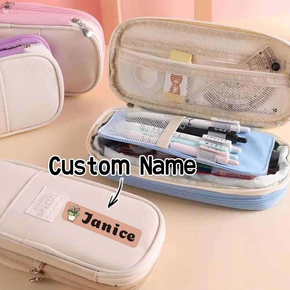 Custom Flowers Name Sticker,Transparent Waterproof Stickers for Kids,diy Name Labels for School Bottles Pen Box Mug Uniform