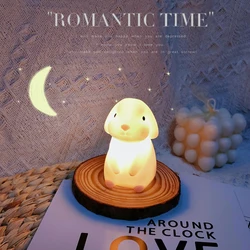 Luz Nocturna pequeña con forma de Luna y conejo, juguete luminoso electrónico, figura de Anime, luz cálida, decoración de Ambiente, forma linda, regalo para niños