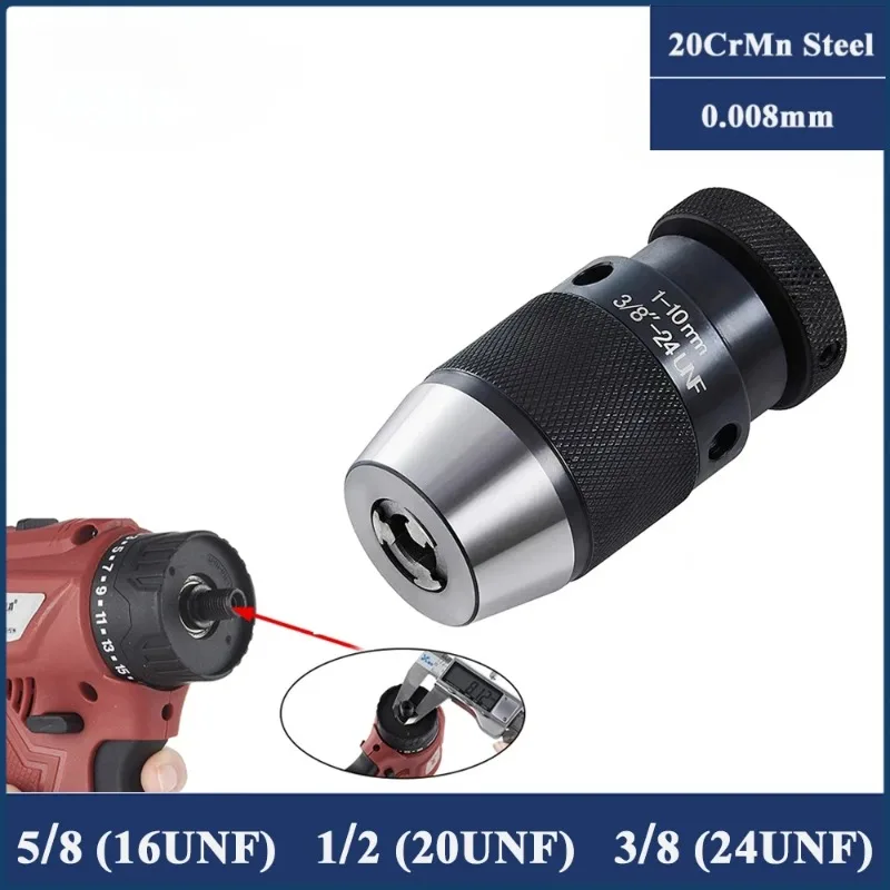 

16UNF 20UNF 24UNF Thread Dril Chuck Collet Chuck 3/8-24UNF 1-16 5/8-16UNF Keyless Self-tightening Chuck for Drilling Machine