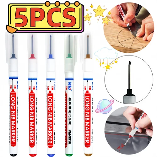 Imagen 1 del producto Rotuladores de cabeza de punta larga con agujero profundo, 5/3/1 Uds., 20mm, para bolígrafo perforador de Metal, impermeable, decoración de carpintería para baño, multiusos