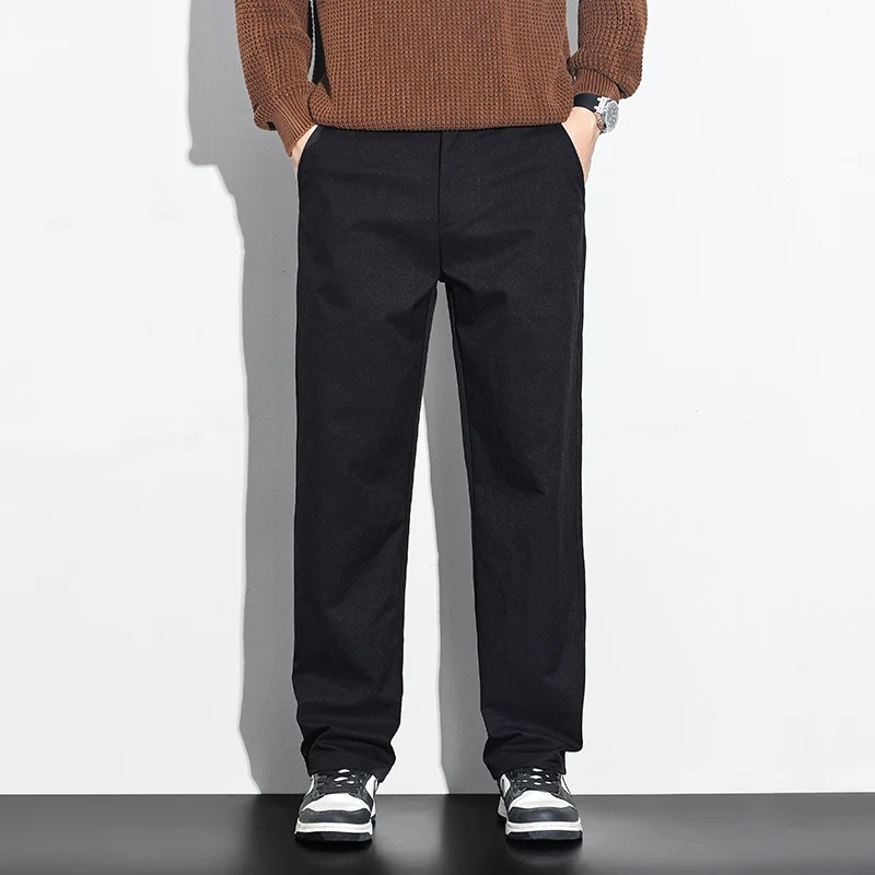 Men's Polyester Slim Fit Straight Leg Pants 2025 Autumn Winter Trendy Versatile Casual Long Pants Plus Size 38