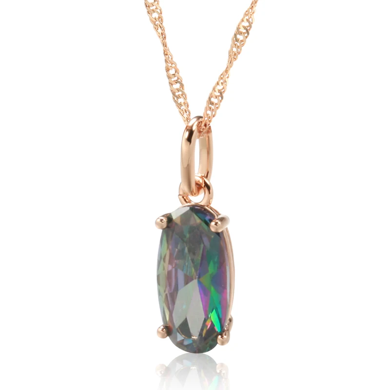 Kienl Simple Colorful Natural Zircon Pendant Necklace Women Luxury 585 Rose Gold Color Pendant High Quality Daily Fine Jewelry