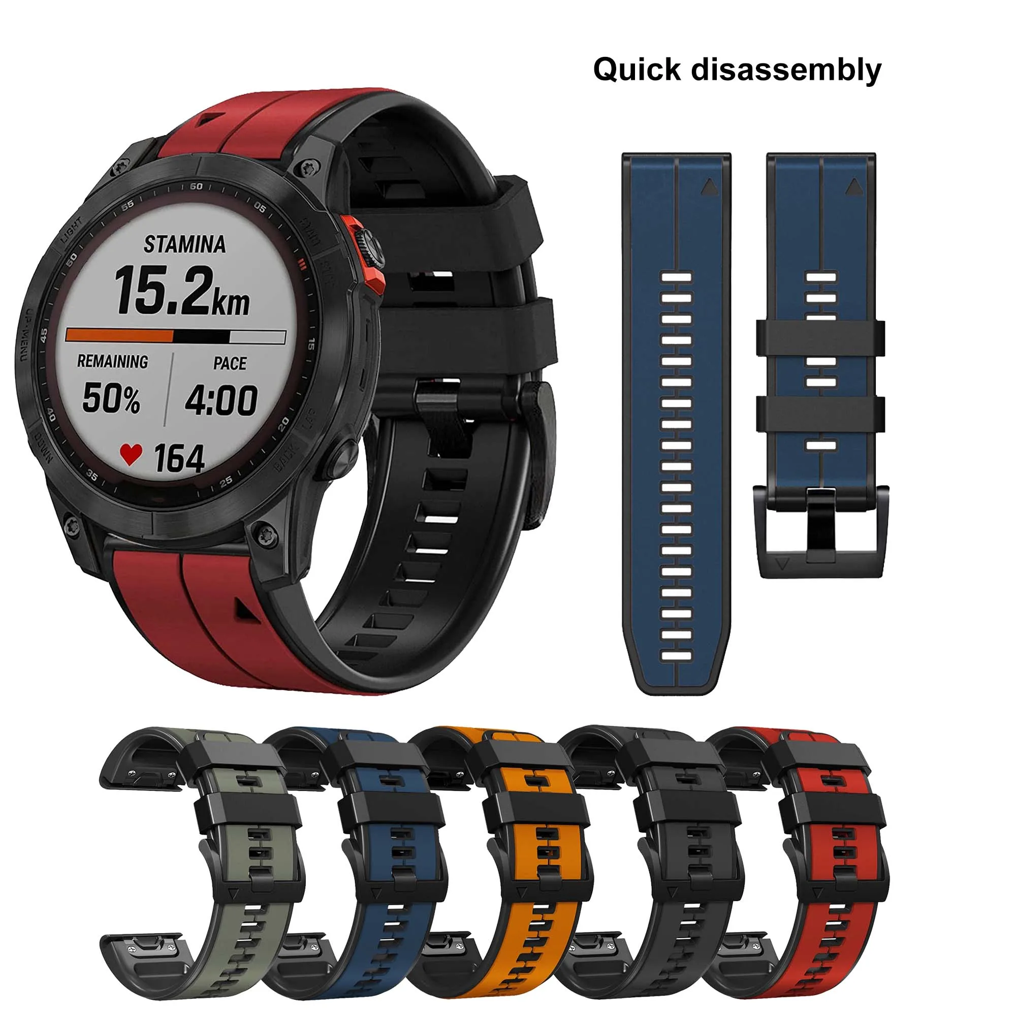 26mm Quick Detachable Watch Strap For Garmin Instinct 2X Solar Strap Fenix 6X Pro 5X Plus 7X Silicone replacement strap