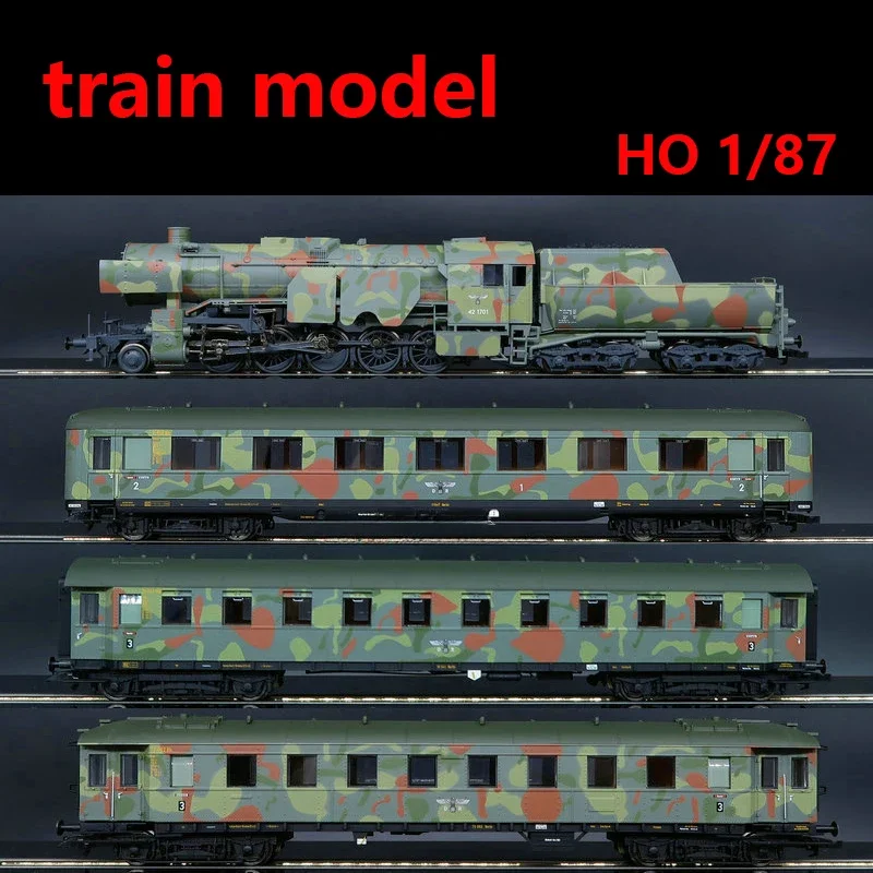 Train Model 1/87 HO Type Die-casting 130002 BR42 Steam Passenger Train Rail Car Three Sections DC DRG Second Generation