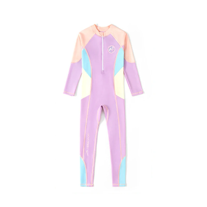 Meisjes Badmode Eendelig Badpak Met Lange Mouwen Kinderen UV-bescherming Rits Kinderen Surfen Zwempak Zomer Strandkleding