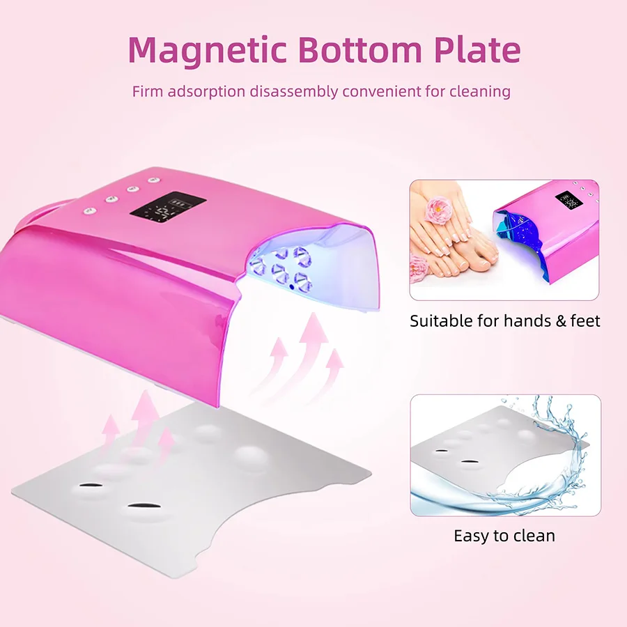 Cyrstal perles 78W/86W lampe à ongles Rechargeable avec fond miroir sans fil Gel vernis sèche sans fil ongles UV lampe à LED