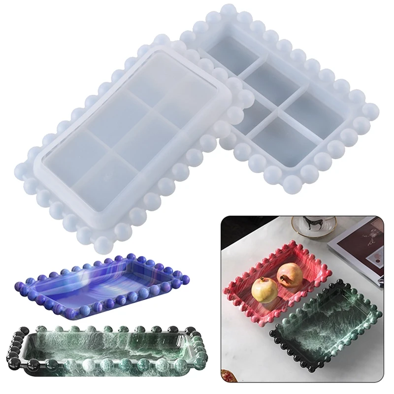 2 Pcs Resin Tray Mold Rectangle Jewelry Plate Mould For Resin Epoxy Casting Display Trinket Art Crafts Making Home Decor