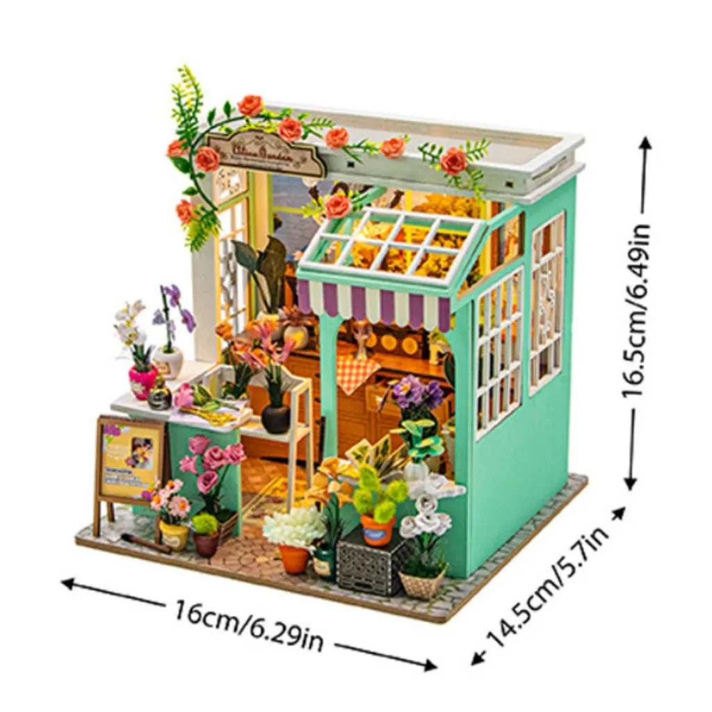 OUZEY Idyllic Garden Villa Puzzle 3D, Kwitnący Miniaturowy Domek, Model DIY, Spokojny Domek dla Lalek, Prezent Dekoracyjny