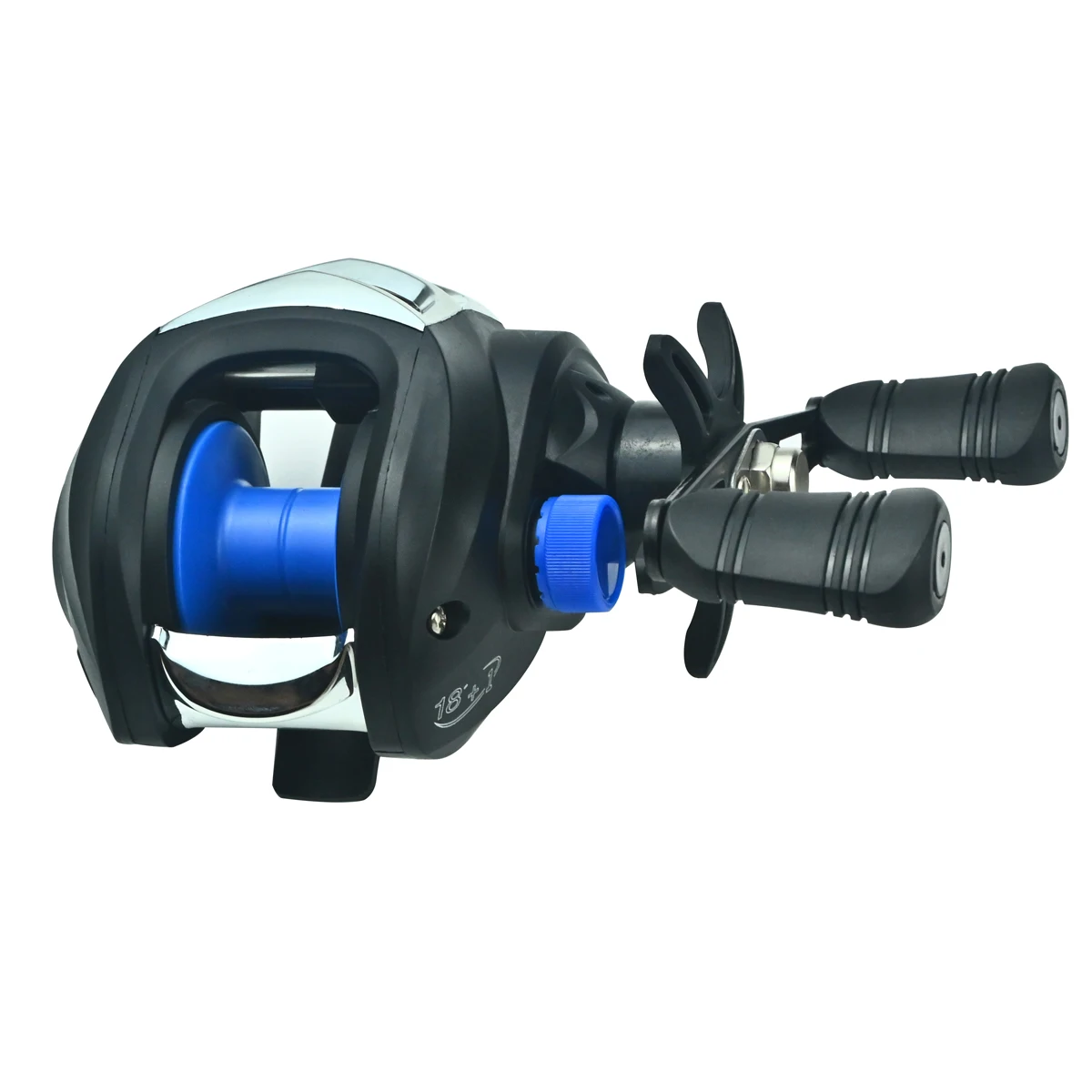 Baitcasting-Rolle, Übersetzungsverhältnis 7,2:1, maximale Bremskraft 18 LB, flache Spule, für Süßwasser- und Salzwasser-Angelrollen, Karpfenangeln. – Detail 10