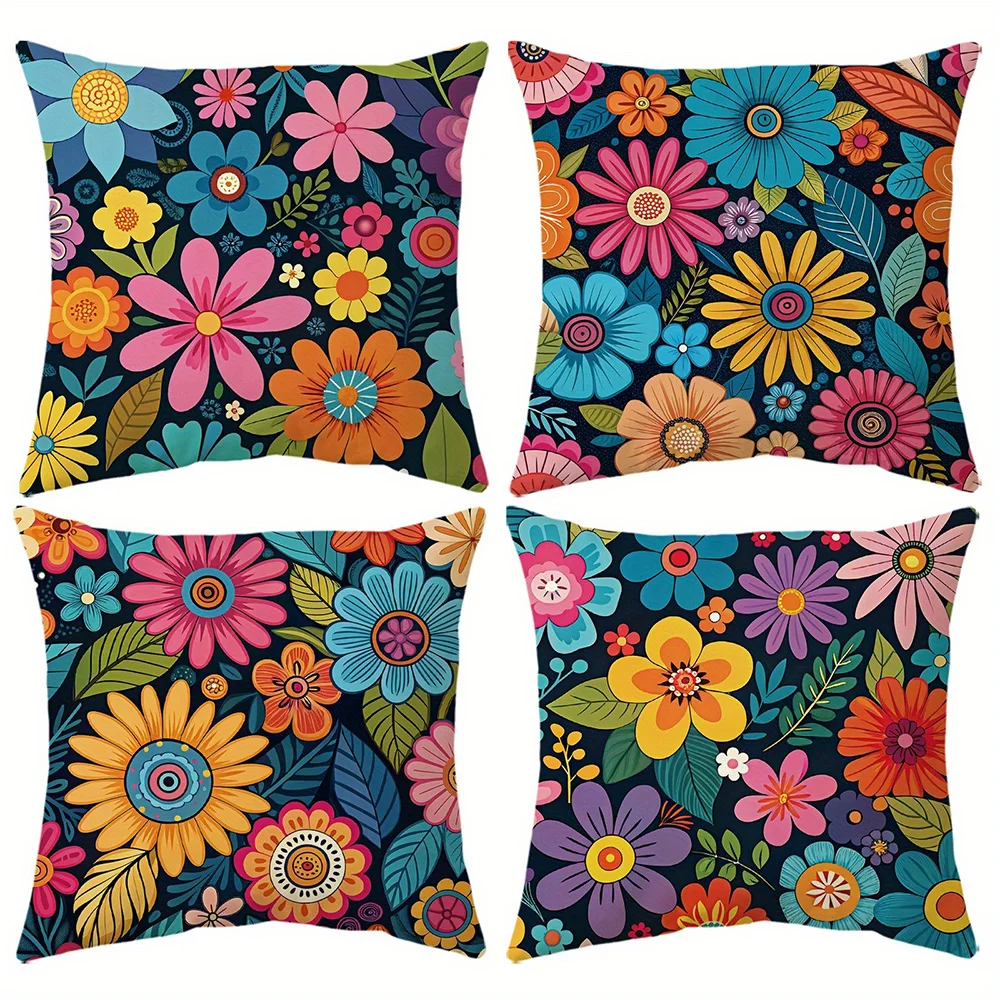 Colorful Floral Patterned Pillowcases Add A Vivid Touch To Your Space Sofa Cushion Cover Home Room Decoration 2d Flat Printing