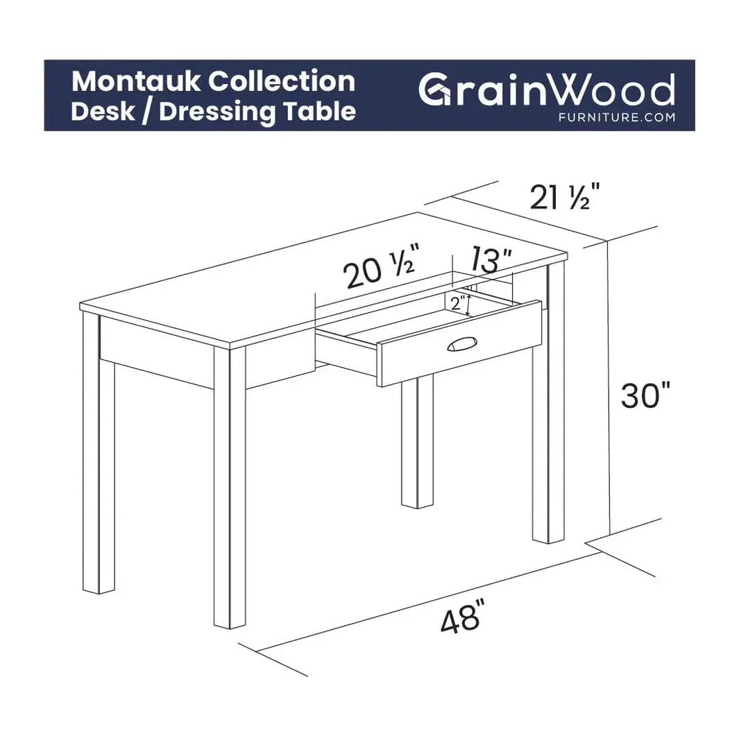 Rustic Grey Solid Wood Desk Dressing Table with Storage for Bedroom Office, Customized