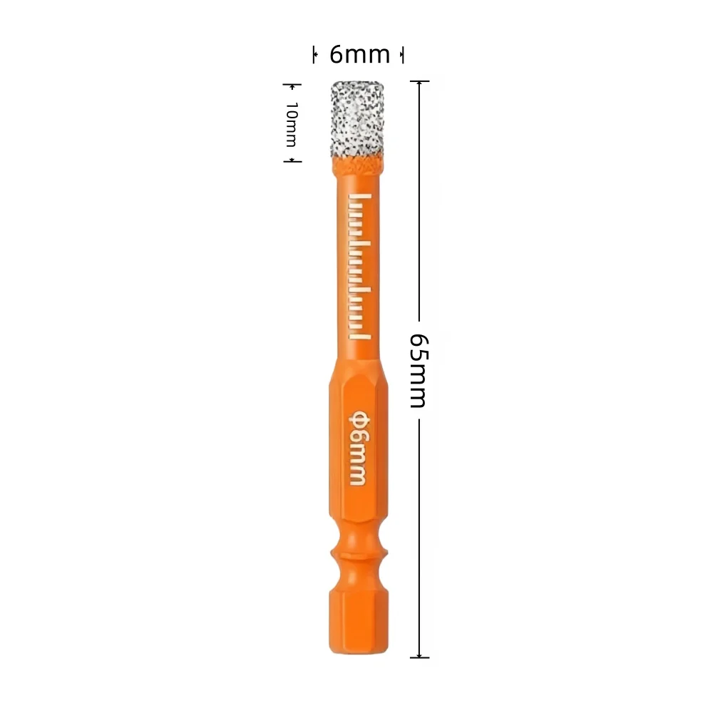 10Pcs 6mm Dry Diamond Drill Bits Set Vacuum Brazed Core Drill Bit Kit Quick Change Hex Shank for Porcelain Granite Tile Marble