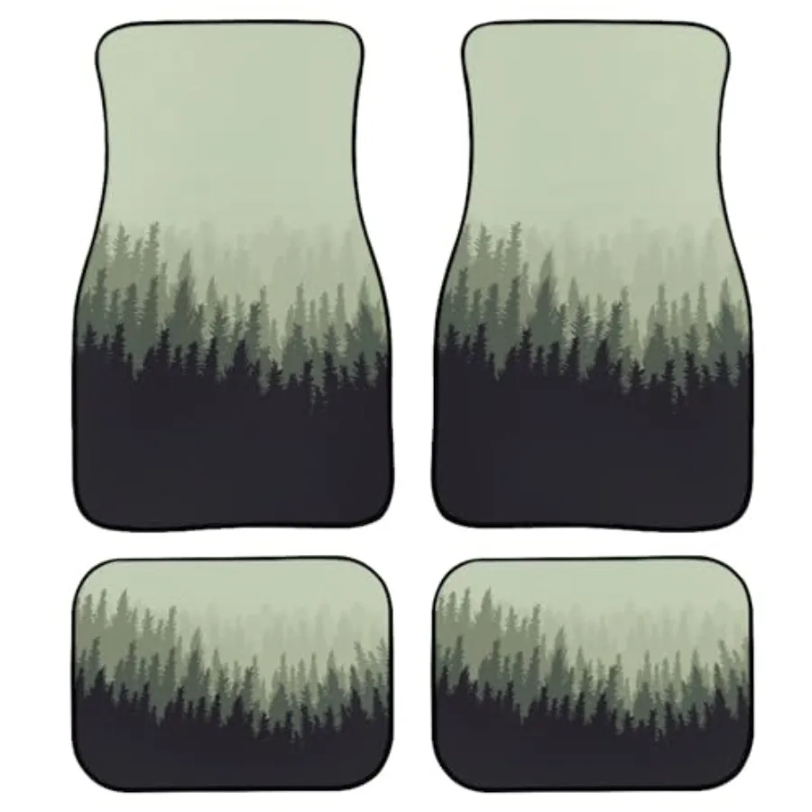 

Forest Background Floor Mats for Cars Universal Misty Nature Landscape Pine Coniferous Trees Silhouette Car Floor Mats Full Set