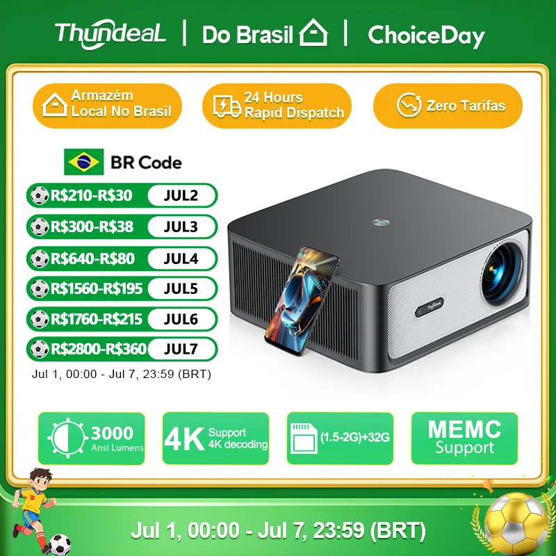 Projetores no Brasil Projetor Portátil Thundeal Td98Pro Full Hd 1080p 3000 Ansi - imagem 1