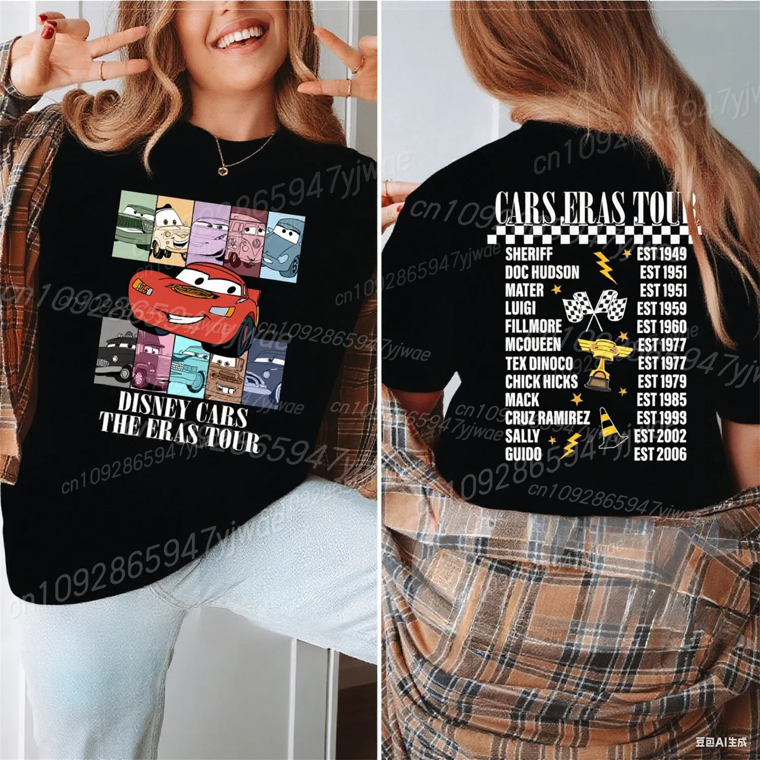 

Холщовая рубашка Bella Lightning Mcqueen Doc Hudson, удобная хлопковая футболка, детская футболка с рисунком из мультфильма, наряд для родителей и детей